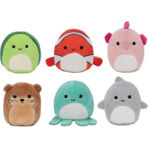 imageSquishville Mystery MiniSquishmallows Plush  Wildlife Squad  Six 2Inch Characters  Includes Michaela and Kiki Plus Four Mystery Figures  Irresistibly Soft Colorful PlushBlue  Orange  White