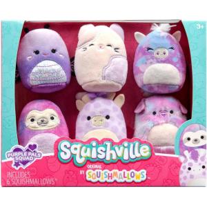imageSquishville by Original Squishmallows Purple Pals Squad Plush  Six 2Inch Squishmallows Plush Including Bashira Mollie Carlota Patrick Rida and Jazzy  Toys for KidsPurple Pals