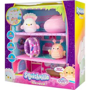 imageSquishville by Original Squishmallows Sweet Shop  Playset with 2Inch Priya The Purple Panda Treszure The Teal Cat ampamp Bistro Table and Chair  Toys for KidsBlue Seas Inn