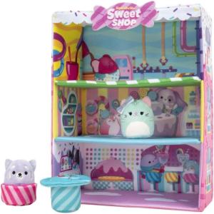 imageSquishville by Original Squishmallows Sweet Shop  Playset with 2Inch Priya The Purple Panda Treszure The Teal Cat ampamp Bistro Table and Chair  Toys for KidsSweet Shop