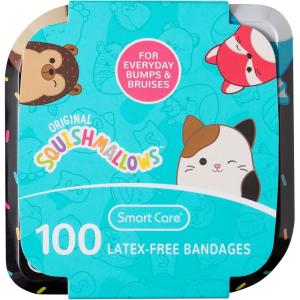 imageSquishmallow First Aid Kit Travel Essentials with Antiseptic Wipes Cute Bandaids Variety Pack for Kids LatexFree Gauze Pads and Bandages in Tin Case 33PCBandages