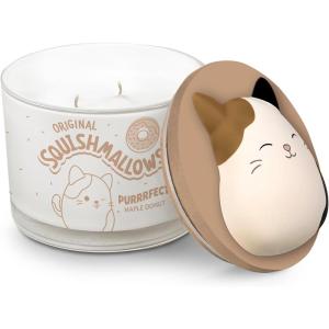 imageStudio Oh x Squishmallow Patty Mooody Strawberry Swirl Scented Candle 12 oz Sweet Strawberry Warm Vanilla Citrus Freesia and Crisp Apple Reusable Decorative JarCam Purrrfect Maple Donut