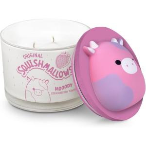 imageStudio Oh x Squishmallow Patty Mooody Strawberry Swirl Scented Candle 12 oz Sweet Strawberry Warm Vanilla Citrus Freesia and Crisp Apple Reusable Decorative JarPatty Mooody Strawberry Swirl