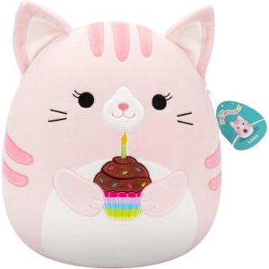 imageSquishmallows Original 14in Laura The Pink Tabby Cat Holding Birthday Cupcake  Official Jazwares Plush LargePink Cat