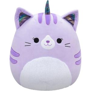 imageSquishmallows Original 14Inch Perry Teal Dolphin with Red Surfboard  Official Jazwares Large PlushPurple Tabby