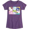 imageHYBRID APPAREL Squishmallows  Mooody Cow Grid  Girls Fitted Short Sleeve Graphic TShirtHeather Purple
