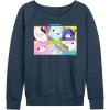 imageHYBRID APPAREL Squishmallows  Mooody Cow Grid  Womens French Terry Pullover SweatshirtHeather Indigo
