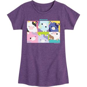 imageHYBRID APPAREL Squishmallows  Mooody Cow Grid  Girls Fitted Short Sleeve Graphic TShirtHeather Purple