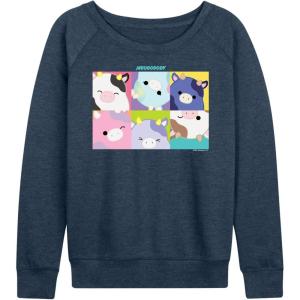 imageHYBRID APPAREL Squishmallows  Mooody Cow Grid  Womens French Terry Pullover SweatshirtHeather Indigo