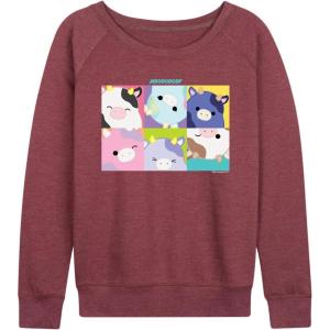imageHYBRID APPAREL Squishmallows  Mooody Cow Grid  Womens French Terry Pullover SweatshirtHeather Maroon