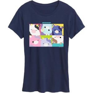 imageHYBRID APPAREL Squishmallows  Mooody Cow Grid  Womens Short Sleeve Graphic TShirtNavy