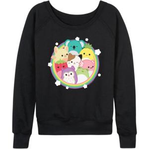 imageHYBRID APPAREL Squishmallows  Rainbow Circle Group  Womens French Terry Pullover SweatshirtBlack