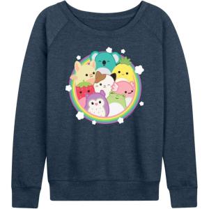 imageHYBRID APPAREL Squishmallows  Rainbow Circle Group  Womens French Terry Pullover SweatshirtHeather Indigo