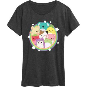 imageSquishmallows  Rainbow Circle Group  Womens Short Sleeve Graphic TShirtHeather Charcoal