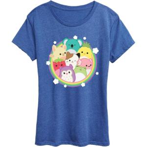 imageSquishmallows  Rainbow Circle Group  Womens Short Sleeve Graphic TShirtHeather Royal Blue