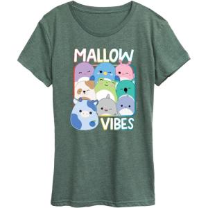 imageSquishmallows  Mallow Vibes  Womens Short Sleeve Graphic TShirtHeather Juniper