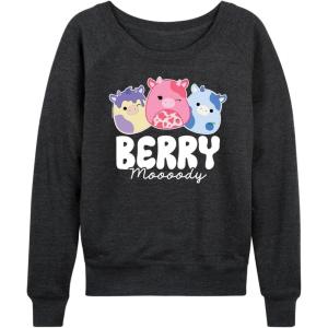 imageHYBRID APPAREL Squishmallows  Berry Moooody  Womens French Terry Pullover SweatshirtHeather Charcoal