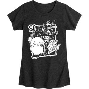 imageHYBRID APPAREL Squishmallows  Concert  Girls Fitted Short Sleeve Graphic TShirtHeather Black