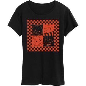 imageHYBRID APPAREL Squishmallows  Fast Food Grid  Womens Short Sleeve Graphic TShirtBlack