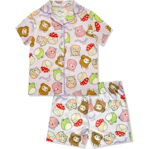 imageSquishmallows Girls Pajama Set  2 Piece Cozy Girls Pjs with Button Down Short Sleeve ampamp Shorts For Kids  Official ProductPurple