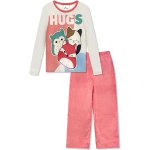 imageSquishmallows Girls Pajama Set  2Piece Loose Fit Pjs with Long Sleeve Top ampamp Pink Plush Pants For Kids  Official ProductPink
