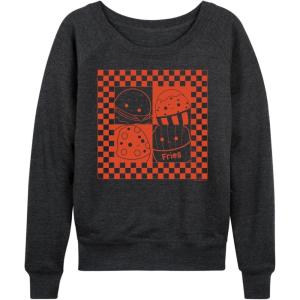 imageHYBRID APPAREL Squishmallows  Fast Food Burger and Fries  Womens French Terry Pullover SweatshirtHeather Charcoal