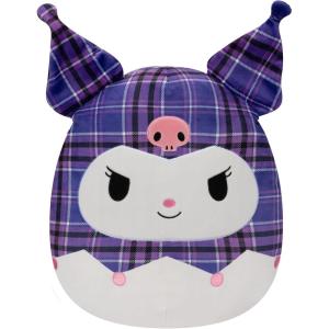 imageSquishmallows Sanrio 14Inch Hello Kitty Wearing Gingham Skirt Plush  Large Ultrasoft Official Kelly Toy PlushPurple Plaid Kuromi