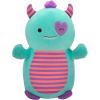 imageSquishmallows HugMees Original 14Inch Leon Teal Monster with Purple Heart Eye Patch  Ultrasoft Official Jazwares Large PlushTeal Monster