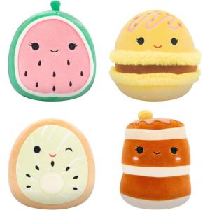 imageSquishmallows Original 5Inch Food 4Pack  Kachina Kiwi Rayen Pancakes Visconti Lemon Macaron Wanda Watermelon  Official Jazwares Plush Little