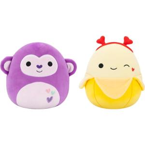 imageSquishmallows Original 8in Hartman The Purple Monkey  8in Junie The Banana  Official Jazwares Valentines Plush 2Pack LittleMonkey and Banana