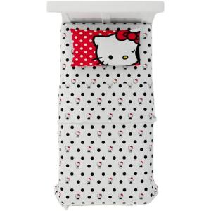imageFranco Collectibles Squishmallows Bedding Super Soft Microfiber Sheet Set Twin XL College Dorm Essentials Officially Licensed ProductHello Kitty Polka Dots
