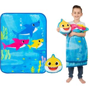 imageFranco Squishmallows Bedding Super Soft Plush Decorative Pillow and Throw Set 40 in x 50 in Official Squishmallows ProductBaby Shark