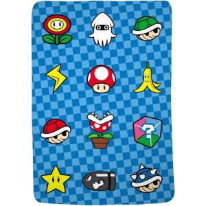 imageFranco Squishmallows Bedding Super Soft Plush Throw Blanket 62 in x 90 in TwinSuper Mario Checkered