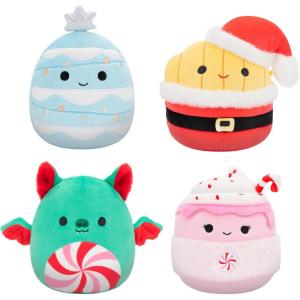 imageSquishmallows Original 5Inch Holiday 4Pack  Ethel Hot Chocolate Floyd French Fries Keiko Blue Christmas Tree Ricardo Peppermint Bat  Official Jazwares Plush Little