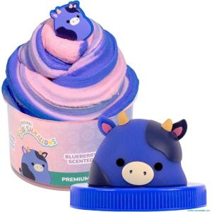 imageOriginal Squishmallows Ingrid The Cow Premium Cloud Slime BlueberryScented 8 oz Storage Container with Figurine Topper Rubber Charm Goodie Bags Stuffers Kids Party Favors Sensory Toys