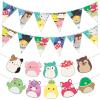 imageTreasures Gifted Officially Licensed Squishmallows Party Supplies Set of 3 Prestrung Banners  1 Birthday Banner ampamp 2 Triangle Pennants  Squishmallows Birthday Decorations
