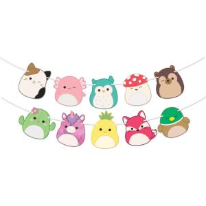 imageTreasures Gifted Officially Licensed Squishmallows Party Supplies Banner  1 Prestrung Banner  Squishmallows Birthday Decorations