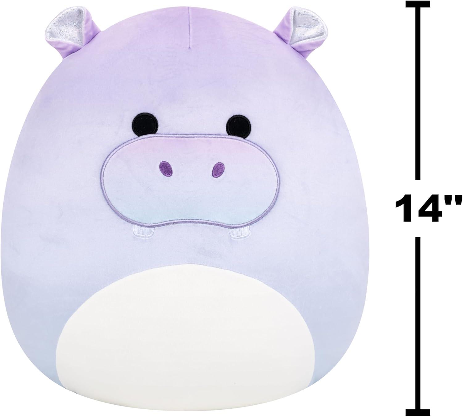 imageSquishmallows Original 14in Binoche The Purple Fawn with Plaid Antlers and Bow  Official Jazwares Plush LargePurple Hippo