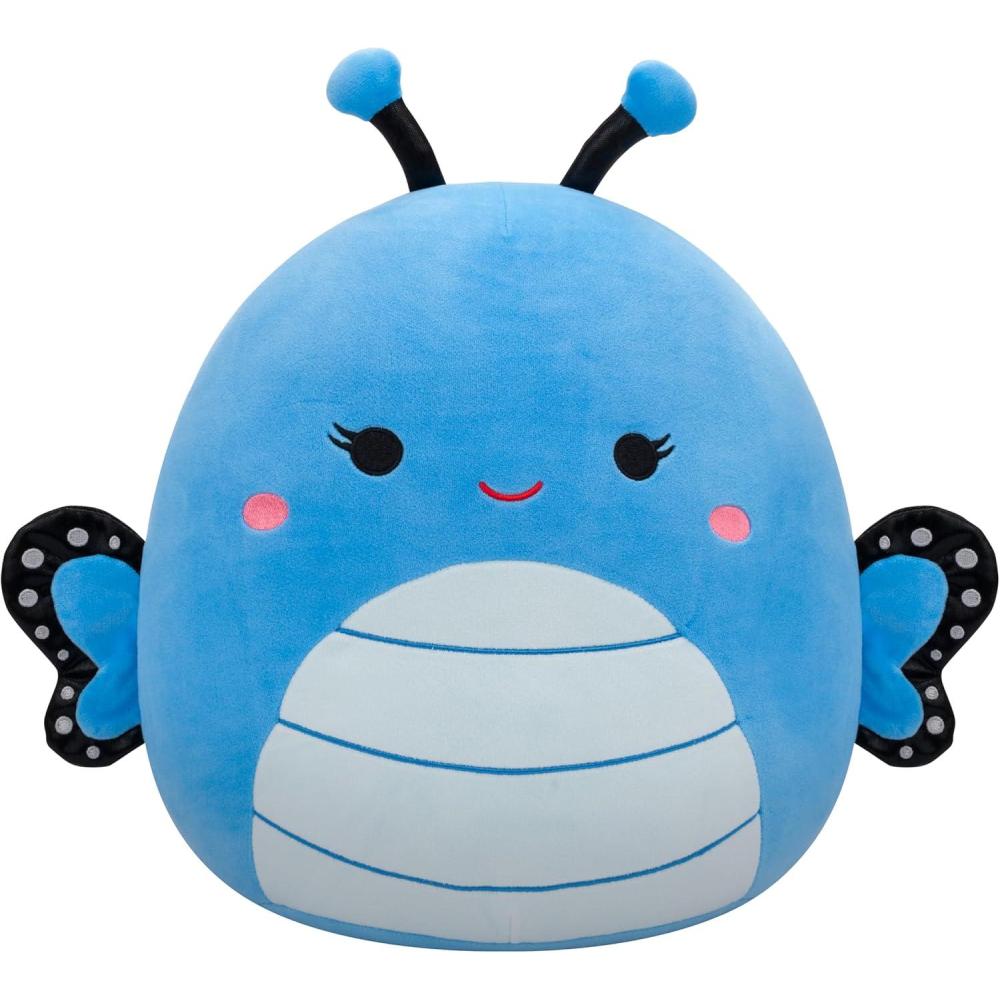 imageSquishmallows Original 14in Binoche The Purple Fawn with Plaid Antlers and Bow  Official Jazwares Plush LargeBlue Butterfly
