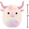 imageSquishmallows Original 5in Dagnus The Tan Highland Cow with Rainbow TieDye Belly  Official Jazwares Plush LittleTan Highland Cow