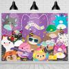 image:imageTreasures Gifted Officially Licensed Club Squishmallows Party Supplies  43ft Tall x 6ft Wide Backdrop  Squishmallows Birthday Decorations  Silky Fabric Birthday Banner Backdrop