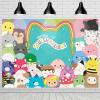 image:imageTreasures Gifted Officially Licensed Squishmallows Party Supplies  43ft Tall x 6ft Wide Backdrop  Squishmallows Birthday Decorations  Silky Fabric Birthday Banner Backdrop