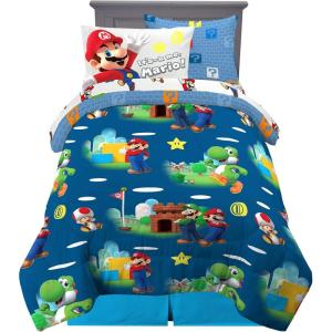 image:imageFranco Squishmallows Bedding Super Soft Comforter and Sheet Set with Sham 7 Piece Full SizeMario