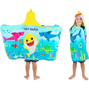 image:imageSquishmallows Kids BathPoolBeach Soft Cotton Terry Hooded Towel Wrap 24 in x 50 in By FrancoBaby Shark