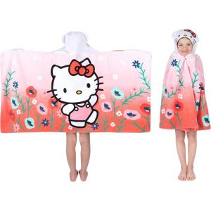 image:imageSquishmallows Kids BathPoolBeach Soft Cotton Terry Hooded Towel Wrap 24 in x 50 in By FrancoHello Kitty