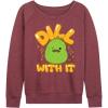 image:imageHYBRID APPAREL Squishmallows  Dill With It Charles Pickle  Womens French Terry Long Sleeve PulloverHeather Maroon