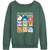 image:imageHYBRID APPAREL Squishmallows  Squish Mood Grid  Womens French Terry Long Sleeve PulloverHeather Juniper