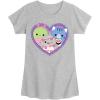 image:imageSquishmallows  Squish Heart  Youth Girls Short Sleeve TShirtHeather Grey