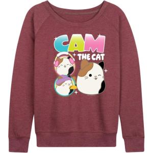 image:imageHYBRID APPAREL Squishmallows  Cam The Cat  Womens French Terry Long Sleeve PulloverHeather Maroon