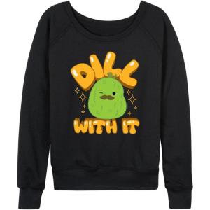 image:imageHYBRID APPAREL Squishmallows  Dill With It Charles Pickle  Womens French Terry Long Sleeve PulloverBlack